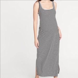 Old Navy Black White Striped Maternity Maxi Dress